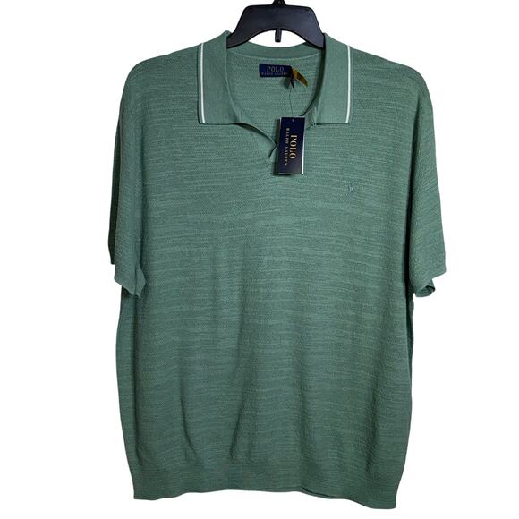 Polo Ralph Lauren Men's Textured Cotton-Linen Sweater polo Faded Mint XXL $125